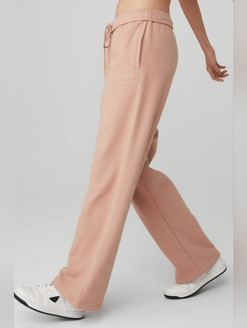 Alo Yoga 2pc Renown Hoodie and Straight Leg Sweatpant in Soft Clay sz SMALL - Picture 4 of 7
